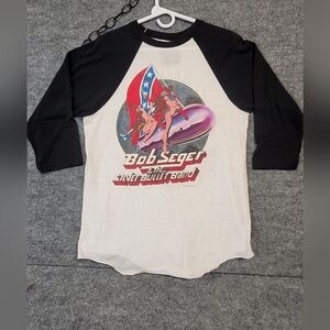 Bob SEGER AND THE SILVER BULLET BAND Black and White Graphic Raglan Tee THE Omni